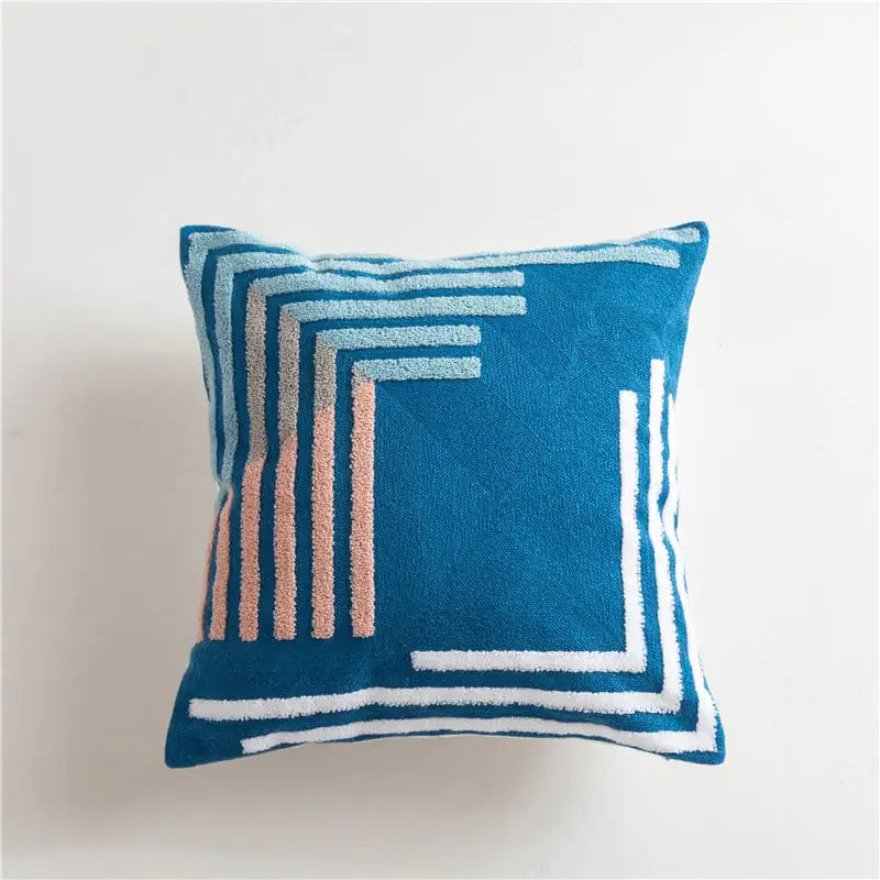 Scandinavian Style Geometric Cotton Embroidered Pillow Covers