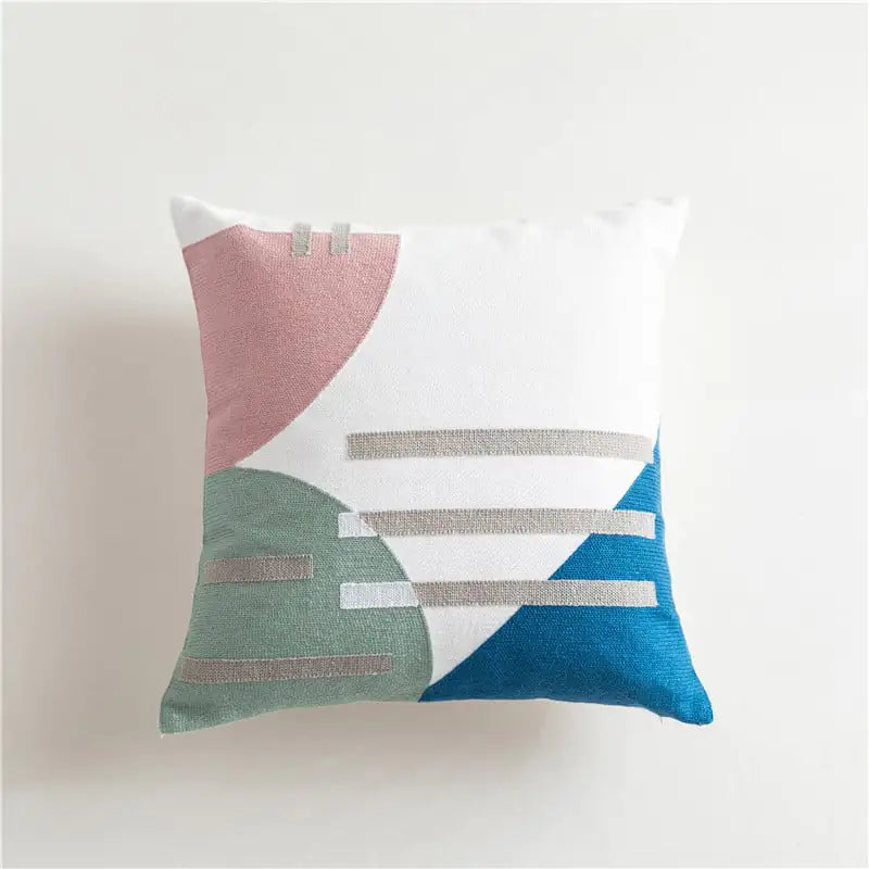 Scandinavian Style Geometric Cotton Embroidered Pillow Covers