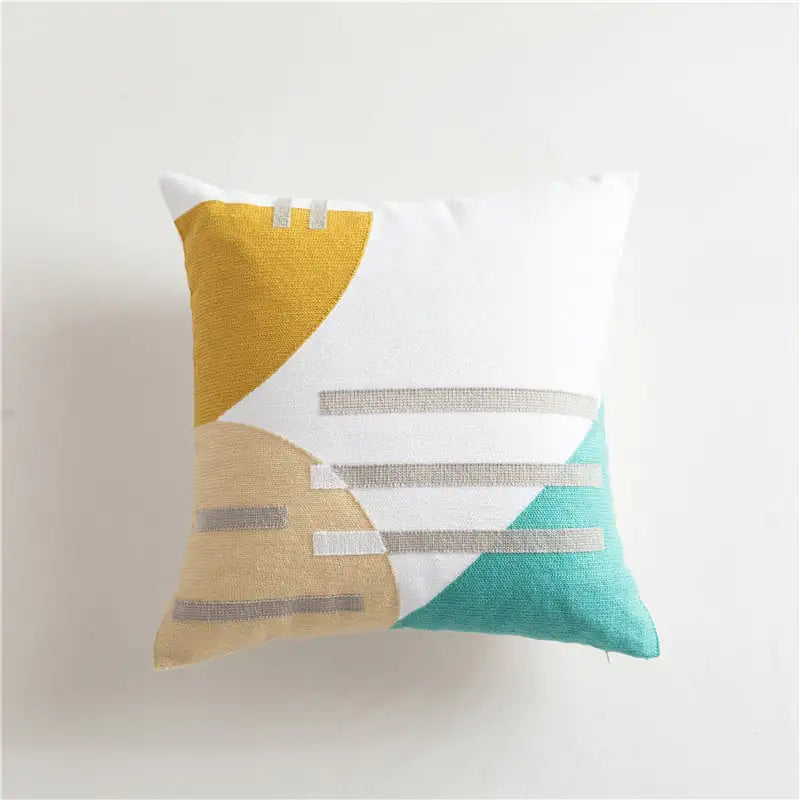 Scandinavian Style Geometric Cotton Embroidered Pillow Covers